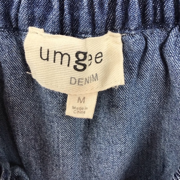 Umgee Blue Denim Fringed Ruffle Off Shoulder Dress Women’s Size Medium - Picture 10 of 10